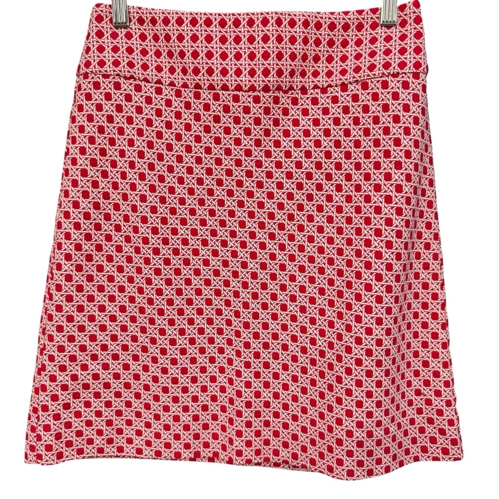 Talbots Petites 2P Red White Geometric A-Line Cotton Skirt